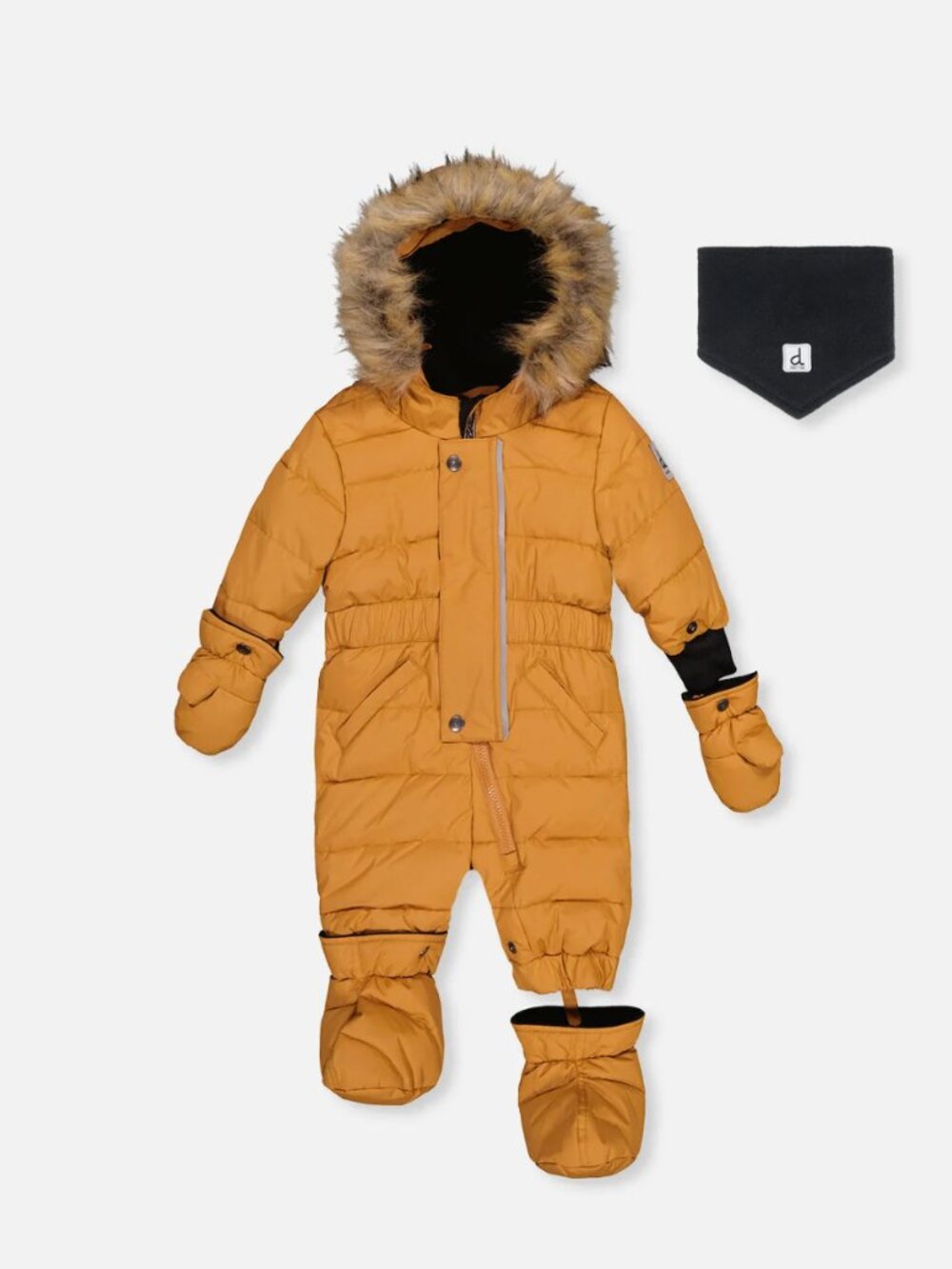 Deux Par Deux One Piece Baby Snowsuit Brown Size 18 Months Mittens Booties Snow